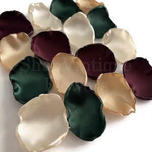 Emerald green, ivory, gold, burgundy mix of flower petals, Birthday Party, flower girl petals, Wedding aisle decor