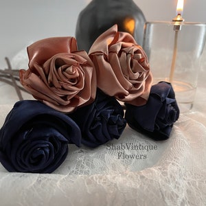 Navy Blau und Rose Gold Blume 12-Zoll-Stiele, Hochzeit Blume Herzstück, Tischdekoration Empfang, Hochzeit Bogen Blumen Bild 4