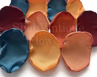 Rustic Wedding Decor, Fall Wedding Decor, Flower Girl Petals, Rust Wedding Decor, Teal, Cinnamon Rose, Marigold Flower Petals