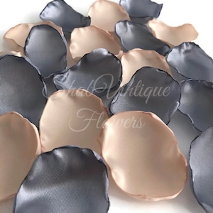 Wedding Decorations, Dusty blue and cream flower petals, Flower Girl Petals, Dessert table decor