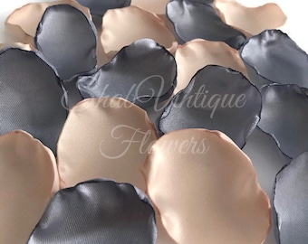 Decoraciones para bodas, pétalos de flores en tonos azul polvoriento y crema, pétalos para niñas de las flores, decoración para la mesa de postres