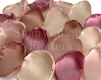 Dusty Rose, Blush, Cream & Rose Gold Flower Petals – Flower Girl Petals, Wedding Aisle Decor