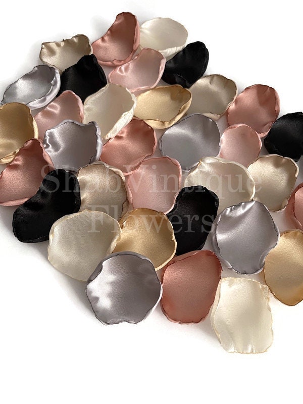 Bridal Shower Decorations Blush pink silver ivory champagne black gold and rose gold flower petals flower girl petals