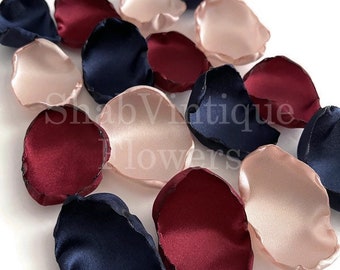 Wedding Aisle Decorations, Blush pink, maroon, & navy blue flower petals, flower girl petals, Birthday Party