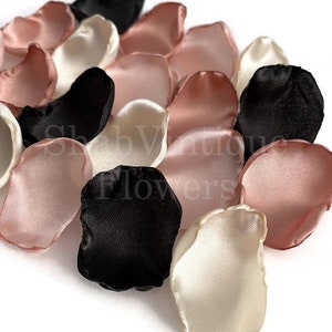 Wedding Decorations, Blush pink, rose gold, black and ivory flower petals, Flower Girl Petals, Winter Wedding image 1