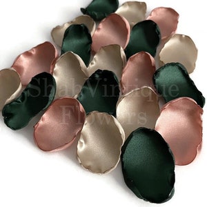 Emerald green Rose Gold and Champagne flower petals, flower girl petals, Wedding Decorations, Dessert Table Decor