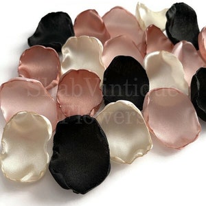 Wedding Decorations, Blush pink, rose gold, black and ivory flower petals, Flower Girl Petals, Winter Wedding image 3