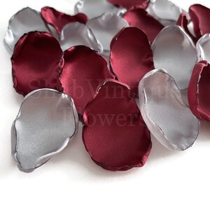 Wedding Aisle Decorations, Wine and Silver flower petals, Flower girl petals, Fall Country Wedding, Sweet Sixteen image 4