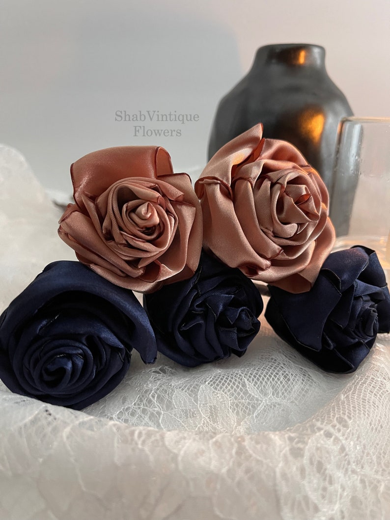 Navy Blau und Rose Gold Blume 12-Zoll-Stiele, Hochzeit Blume Herzstück, Tischdekoration Empfang, Hochzeit Bogen Blumen Bild 3