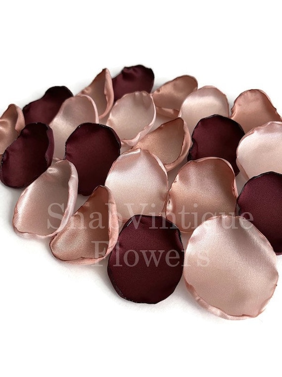 Blush & Burgundy Rose Petals - Wedding Aisle Decor, Flower Girl Confetti