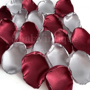 Wedding Aisle Decorations, Wine and Silver flower petals, Flower girl petals, Fall Country Wedding, Sweet Sixteen image 3