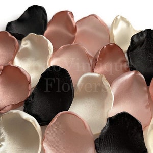 Wedding Decorations, Blush pink, rose gold, black and ivory flower petals, Flower Girl Petals, Winter Wedding image 5