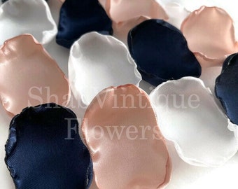 Navy Blue, Blush, White flower petals, Country Barn Wedding Decor, Baby Shower Decor, Dessert Table Decor