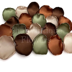 Copper, Bronze Brown, Champagne, Moss Flower Petals, Country Barn Wedding Decor, Wedding Aisle Decor image 1