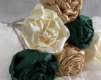 Emerald, Ivory, and Gold flower 12 inch stems, Wedding Flower centerpiece, reception table decorations, Wedding Arch Flowers