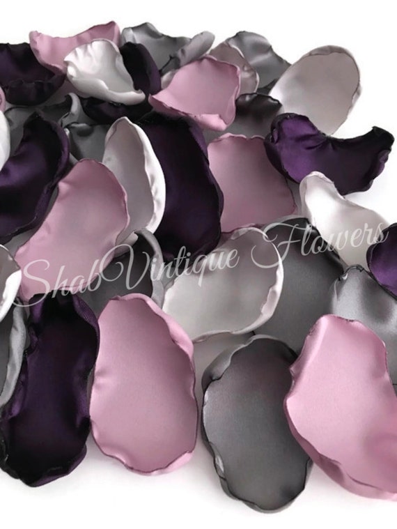 Purple Dusty Purple Light Silver And Slate Rose Petals Etsy