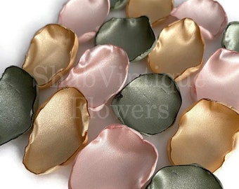 Wedding Aisle Decorations, Blush pink, sage green and gold flower petals, Flower Girl Proposal, flower girl petals