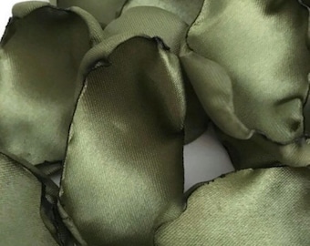 Moss green flower petals, olive rose petals, dessert table decor, flower girl petals, fall rustic wedding decor