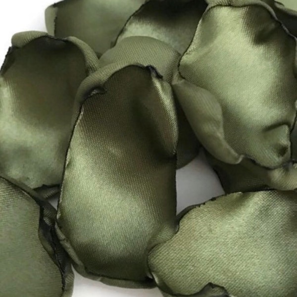 Moss green flower petals, olive rose petals, dessert table decor, flower girl petals, fall rustic wedding decor