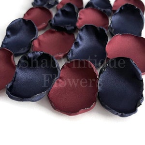 Burgundy and navy blue flower petals, flower girl petals, wedding aisle decor, bridal shower decorations