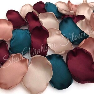 Maroon Champagne Rose Gold Dark Teal Mix Of Flower Petals Etsy