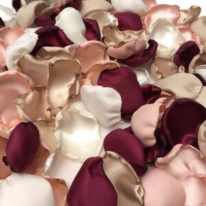 Wedding Aisle Decorations, Marsala Maroon blush pink ivory and champagne petals, 2000 flower petals, Flower Girl Petals image 3