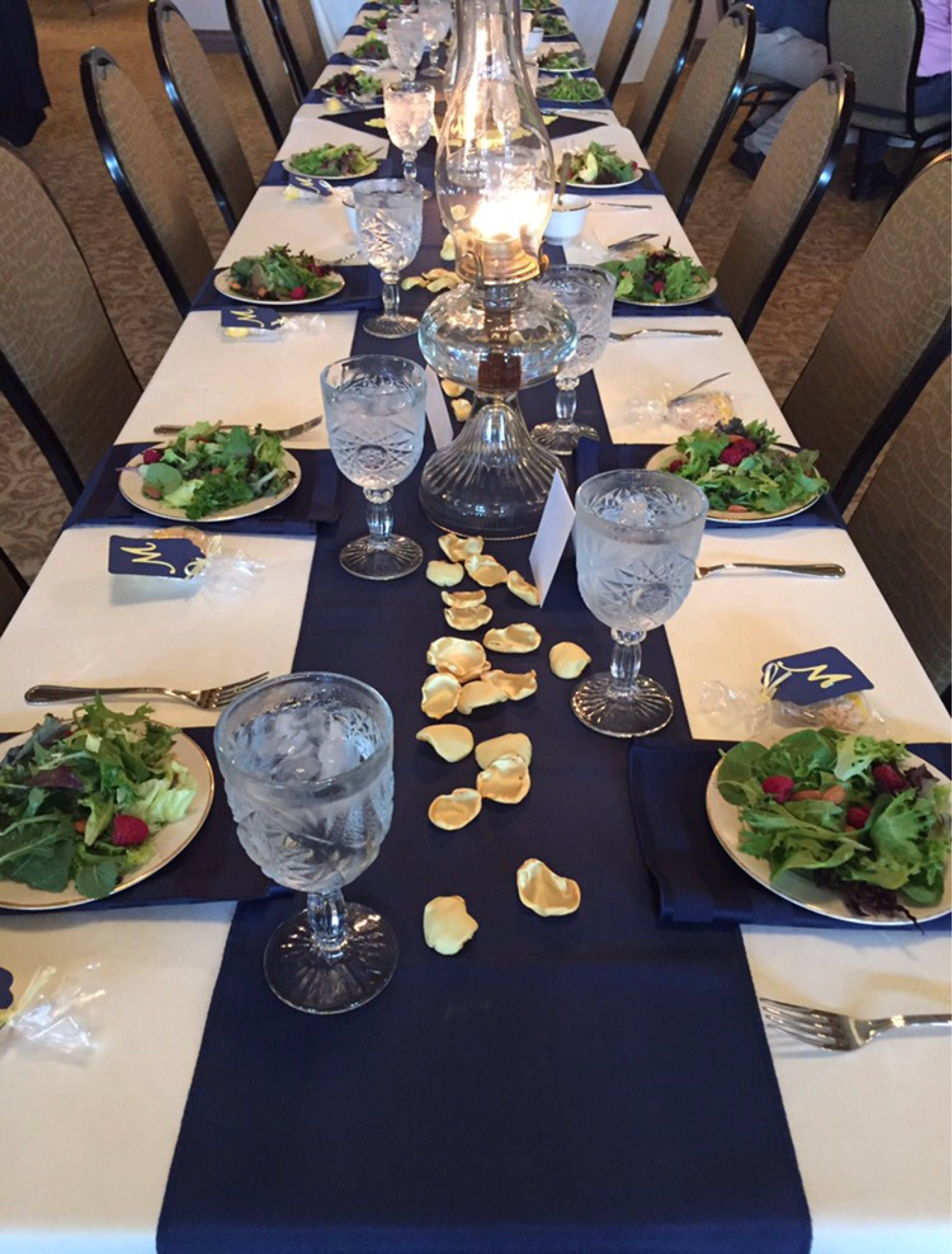 Navy Blue and yellow flower petals rose petals table decor Etsy