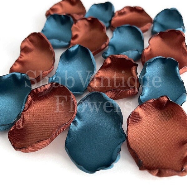 Dark Teal Copper Flower Petals, flower girl petals, Reception Decor, Birthday Party, Wedding Aisle Decor