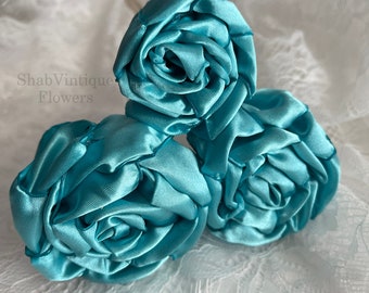 Turquoise Flower 12-inch stems, Wedding Flower Centerpiece, Reception Table Decorations, Wedding Arch Flowers, Cake Flowers