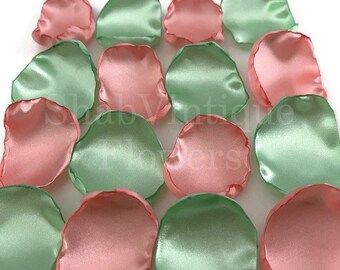 Light Coral and mint flower petals, flower girl petals, birthday party, cake table decor