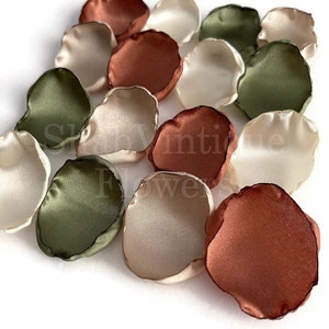 Decorazione per navata nuziale, petali di fiori in terracotta, muschio/verde oliva, champagne e avorio, petali per damigelle, decorazione per matrimonio autunnale
