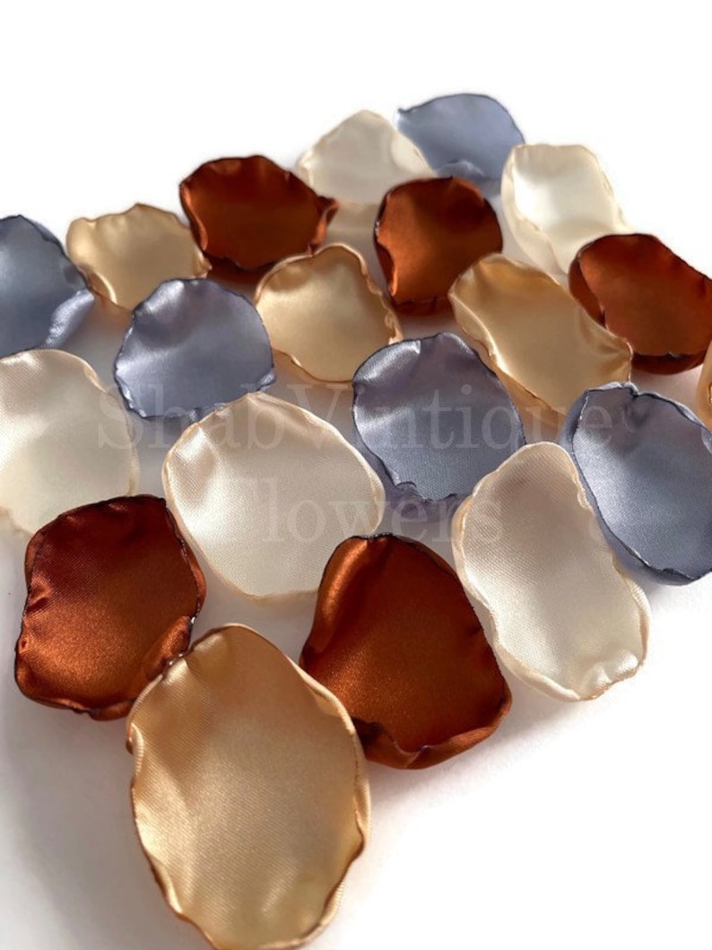 Dusty Blue Ivory Gold and Copper flower petals Rustic Wedding Decor Vow Renewal Decor Birthday Party Decor