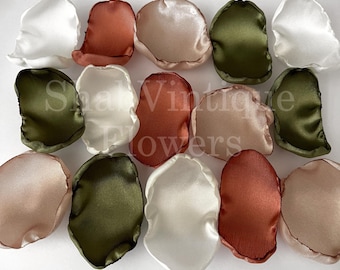 Terracotta Wedding Flower Petals, Olive Green & Champagne Petals, Fall Wedding Aisle Decor, Flower Girl Petals, Rustic Wedding Decor
