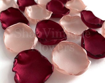 Marsala Maroon & Blush Flower Petals, Rustic Wedding Decor