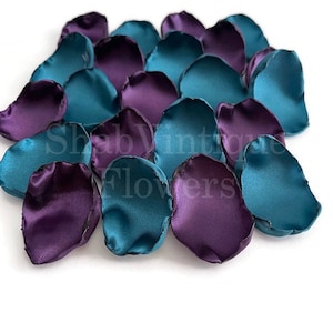 Dark Teal & Purple Flower Petals, flower girl petals, baby shower, bridal shower, birthday party, wedding aisle, cake table, wedding decor