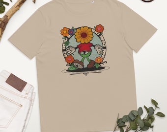 Walk Slow - Unisex Organic Cotton T-Shirt | Cottagecore | Retro Cartoons | Short Sleeve crewneck | Retro Tee | Rubber Hose Style | Funky Top