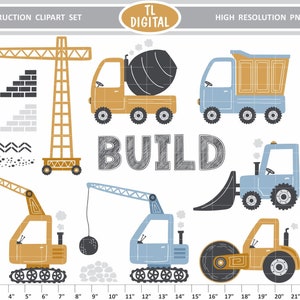 Construction Clipart Set - Cute Clipart for Boys - 64 illustrations - High Resolution PNG Files image 2