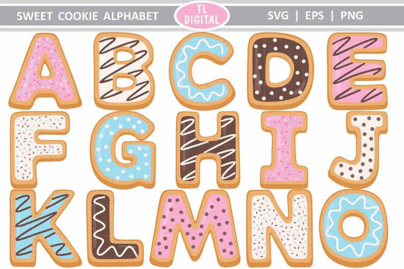 Sweet Cookie Alphabet SVG Bundle -56 Cut Files - Svg|png|eps File ...