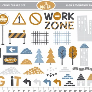 Construction Clipart Set - Cute Clipart for Boys - 64 illustrations - High Resolution PNG Files image 3
