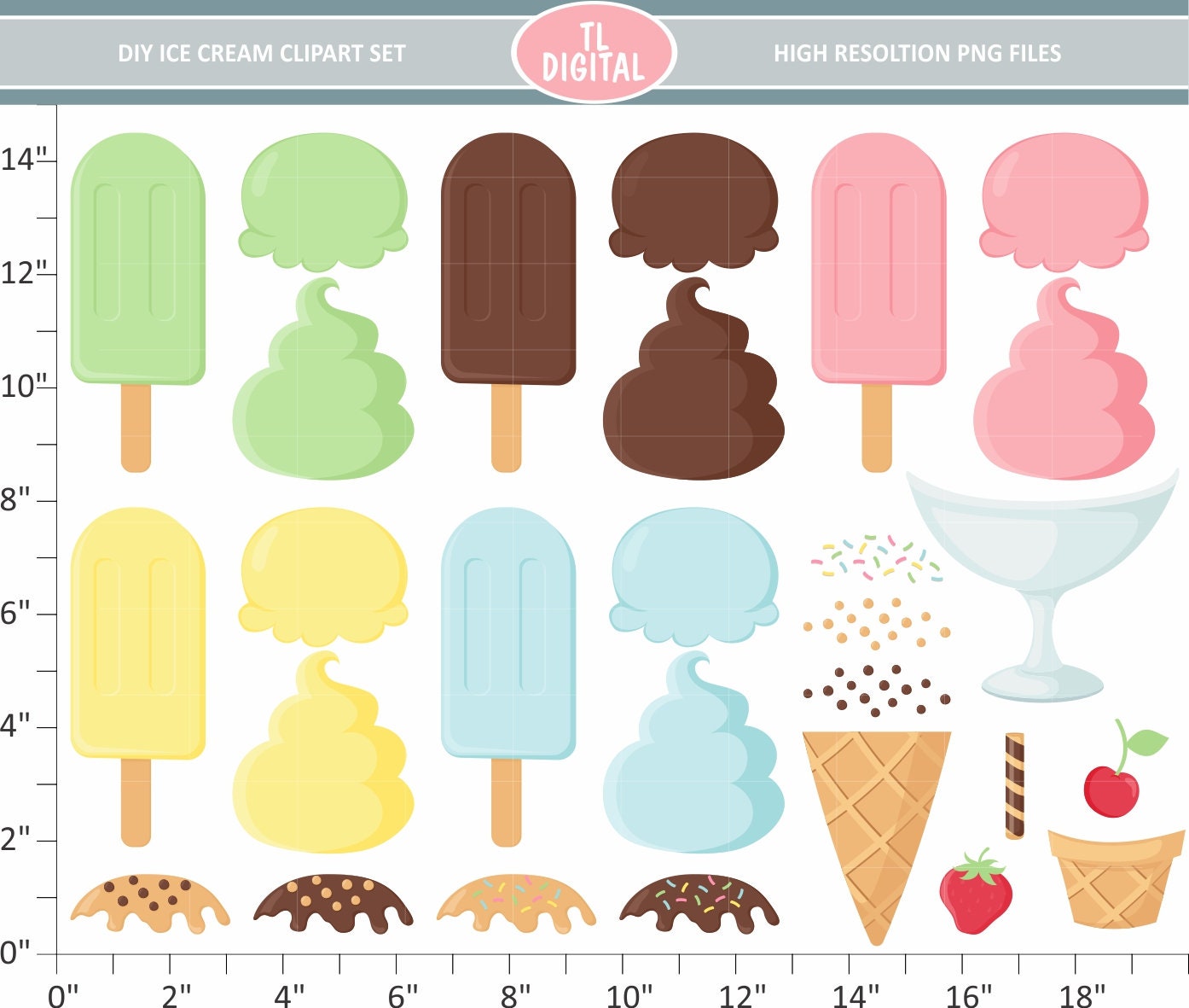 Ice Cream Clipart Set Build Your Own Ice Cream Set High Etsy UK