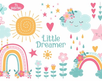 Rainbow Whimsy Clipart - 56 Ilustraciones - Archivos PNG digitales - Descarga instantánea