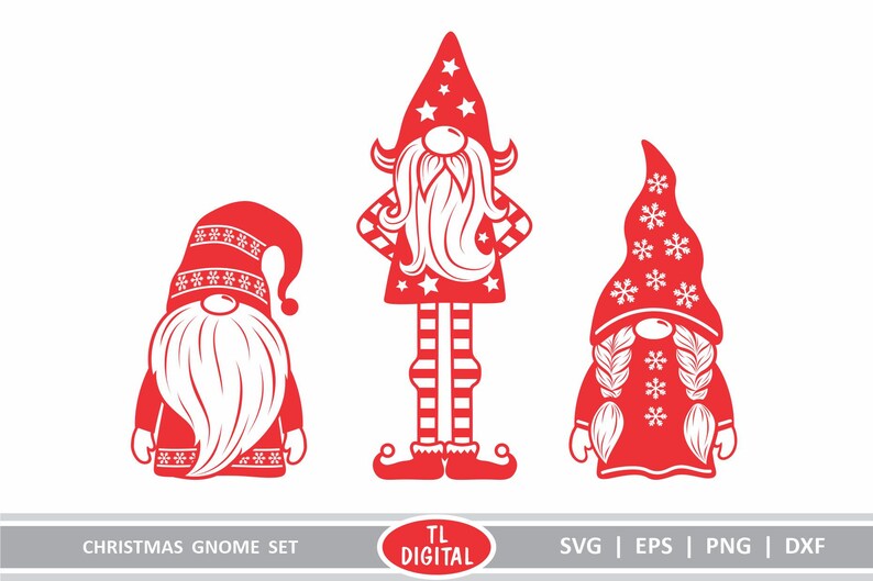 Download Christmas Gnomes set of 3 Gnome Design eps dxf svg | Etsy