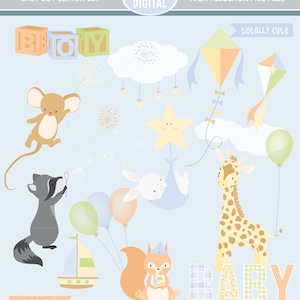 Baby Boy Clipart Set - PNG-bestanden met hoge resolutie - 25 clipart-illustraties
