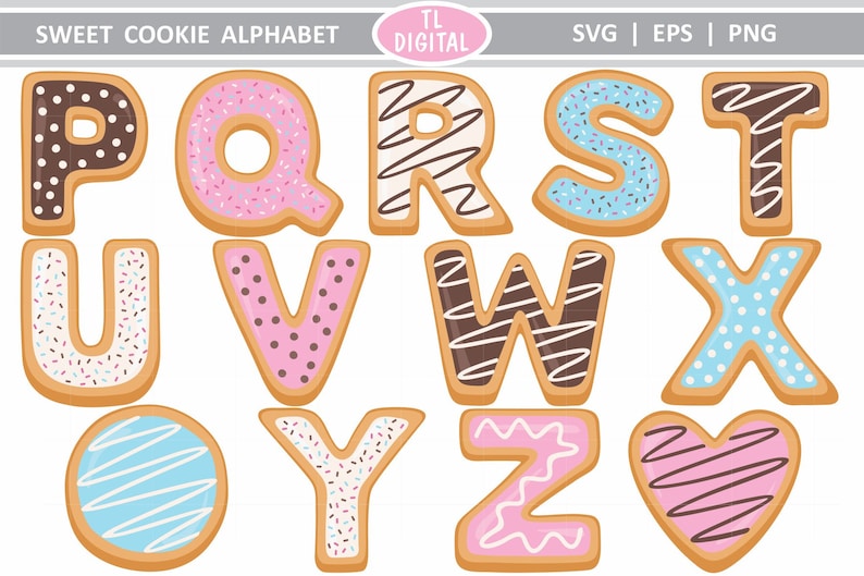 Sweet Cookie Alphabet SVG Bundle -56 Cut Files - Svg|png|eps File ...