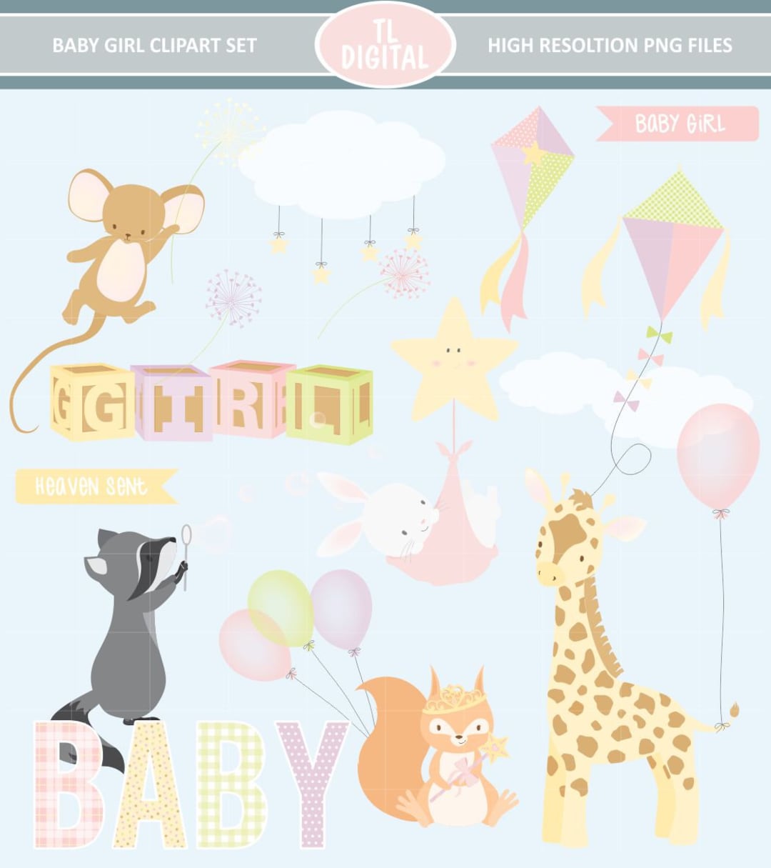 Baby Girl Clipart Set High Resolution PNG Files 26 Clipart