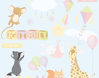 Baby Girl Clipart Set - High resolution PNG Files - 26 clipart illustrations