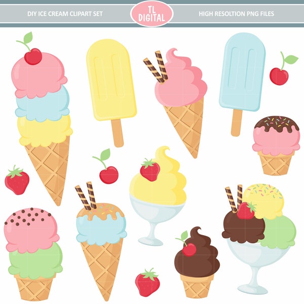Ice Cream Clipart Etsy