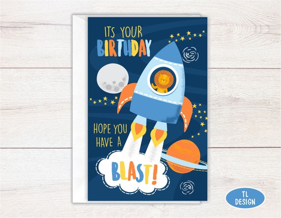Its Your Birthday Hope You Have A Blast Rocket Birthday Card Etsy