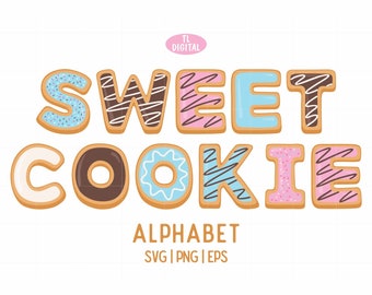 Sweet Cookie Alphabet SVG Bundle -56 Cut Files - svg|png|eps file formats