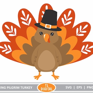 Cute Thanksgiving Pilgrim Turkey - Cute Turkey Character Design - eps | dxf | svg | png